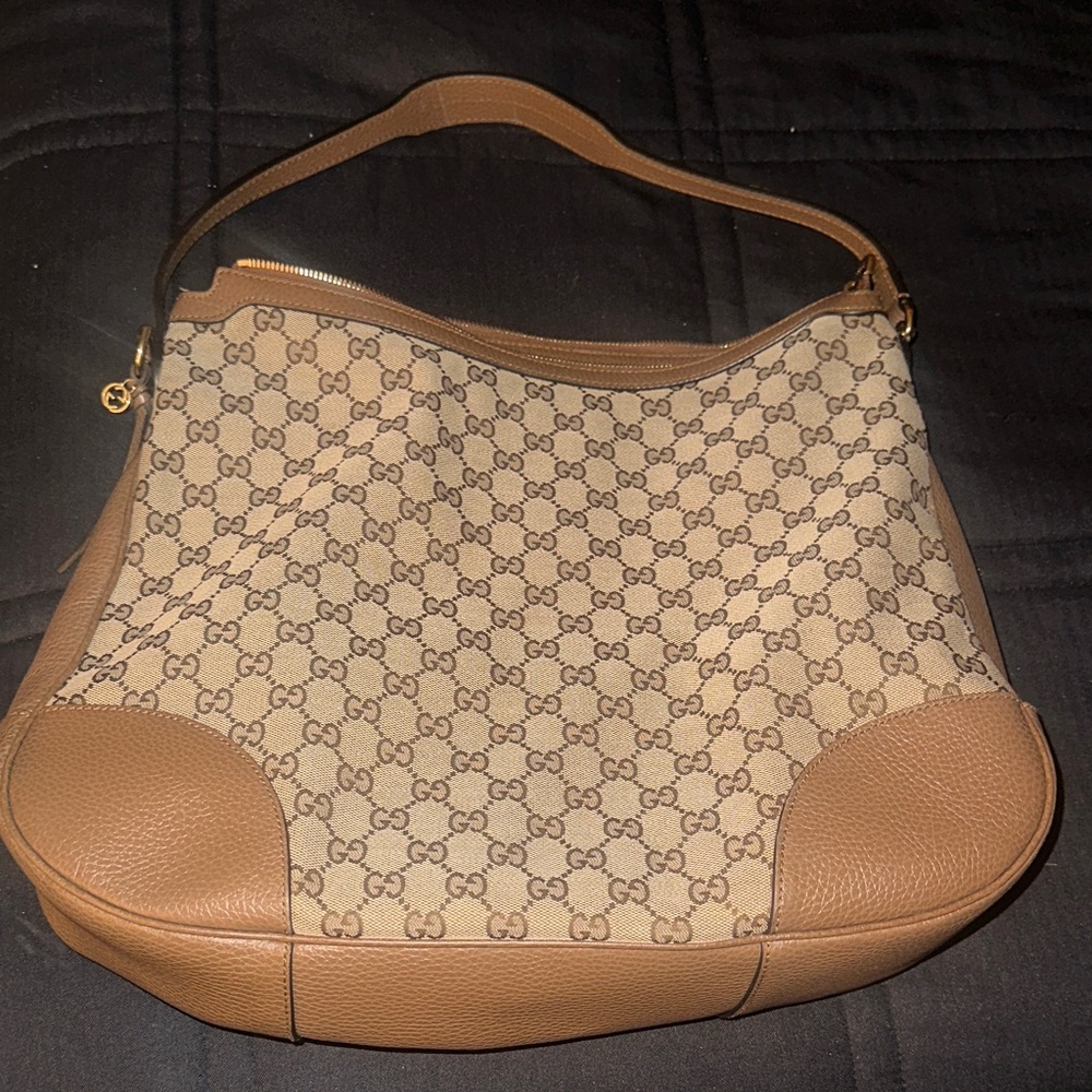 Gucci Tan and Brown Monogram Shoulder Bag (AUTHENTIC)